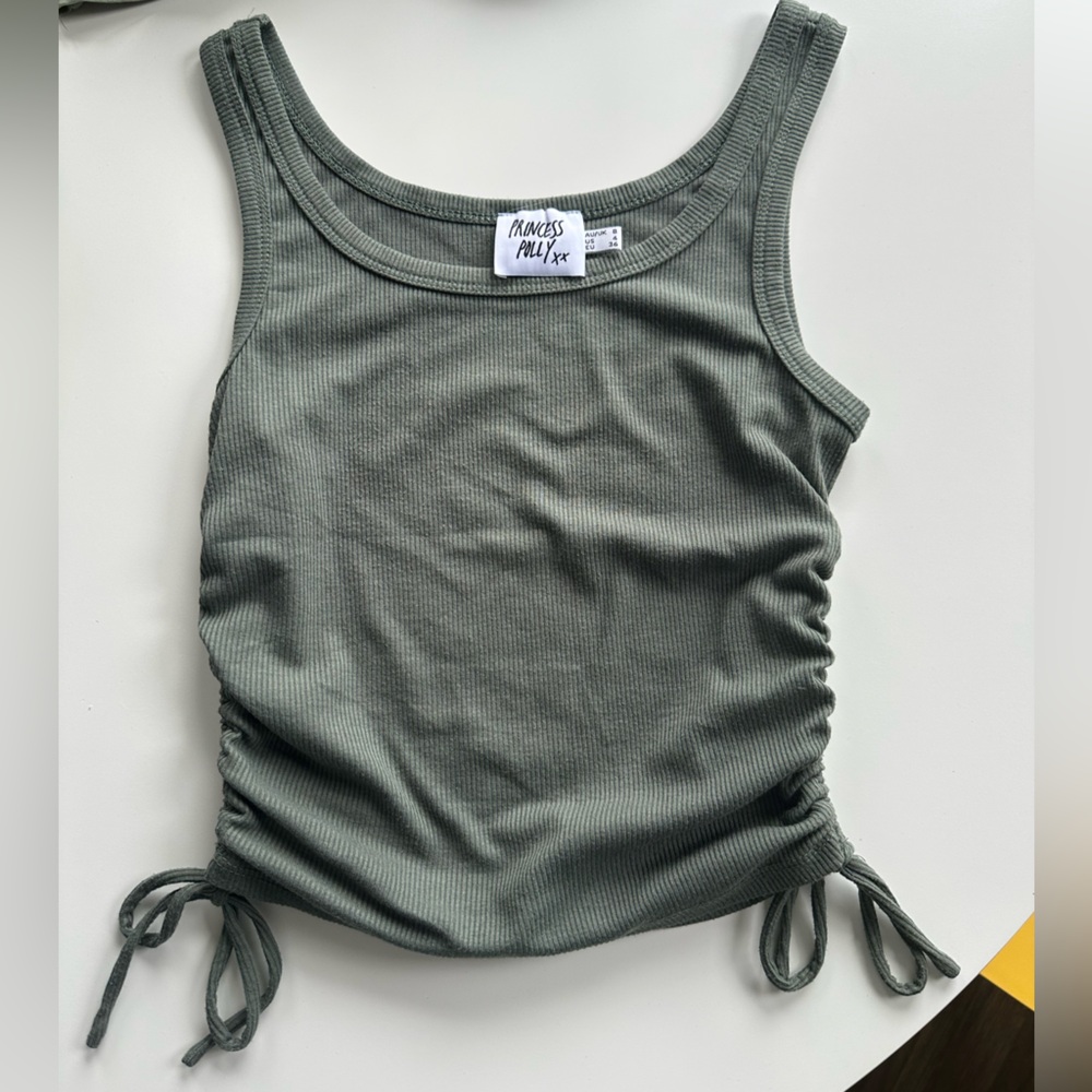Princess Polly Green Ribbed Tank Top